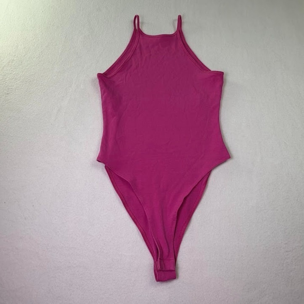 Zara Women's Bodysuit Hot Pink Sleeveless Size Small Cotton Stretchy
